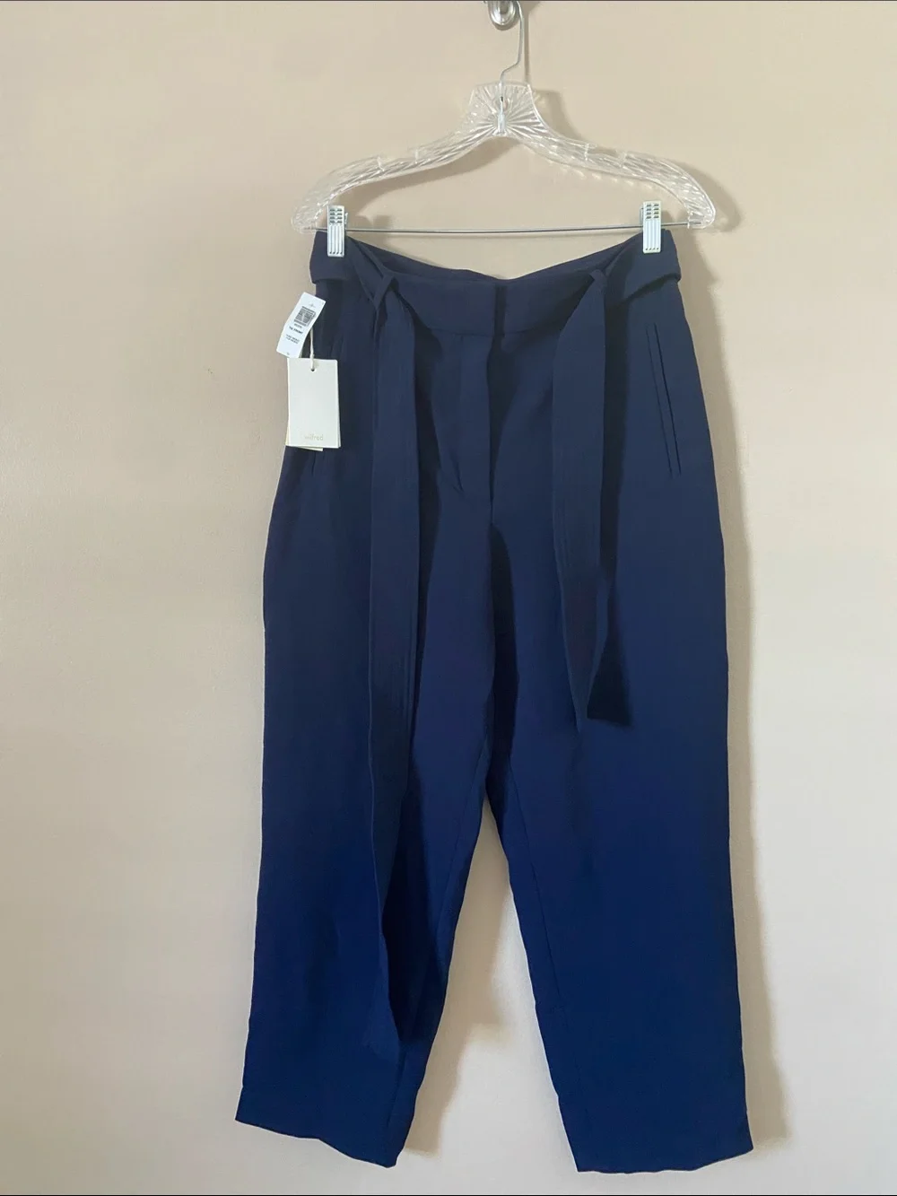 New Wilfred Aritzia Tie Front Navy Cropped Pants